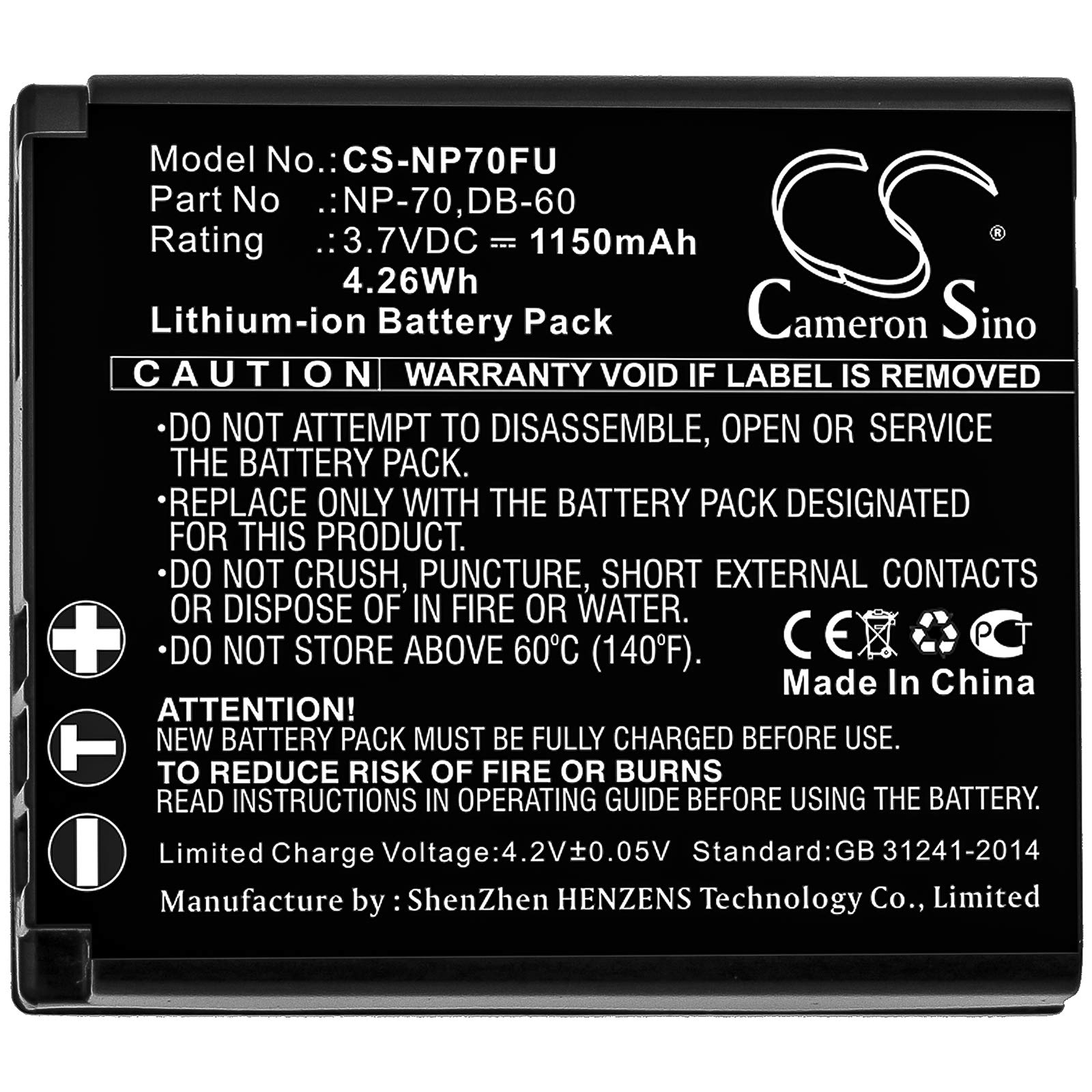Batteria per Leica D-LUX3, 3.7V, 1150mAh, Li-ion