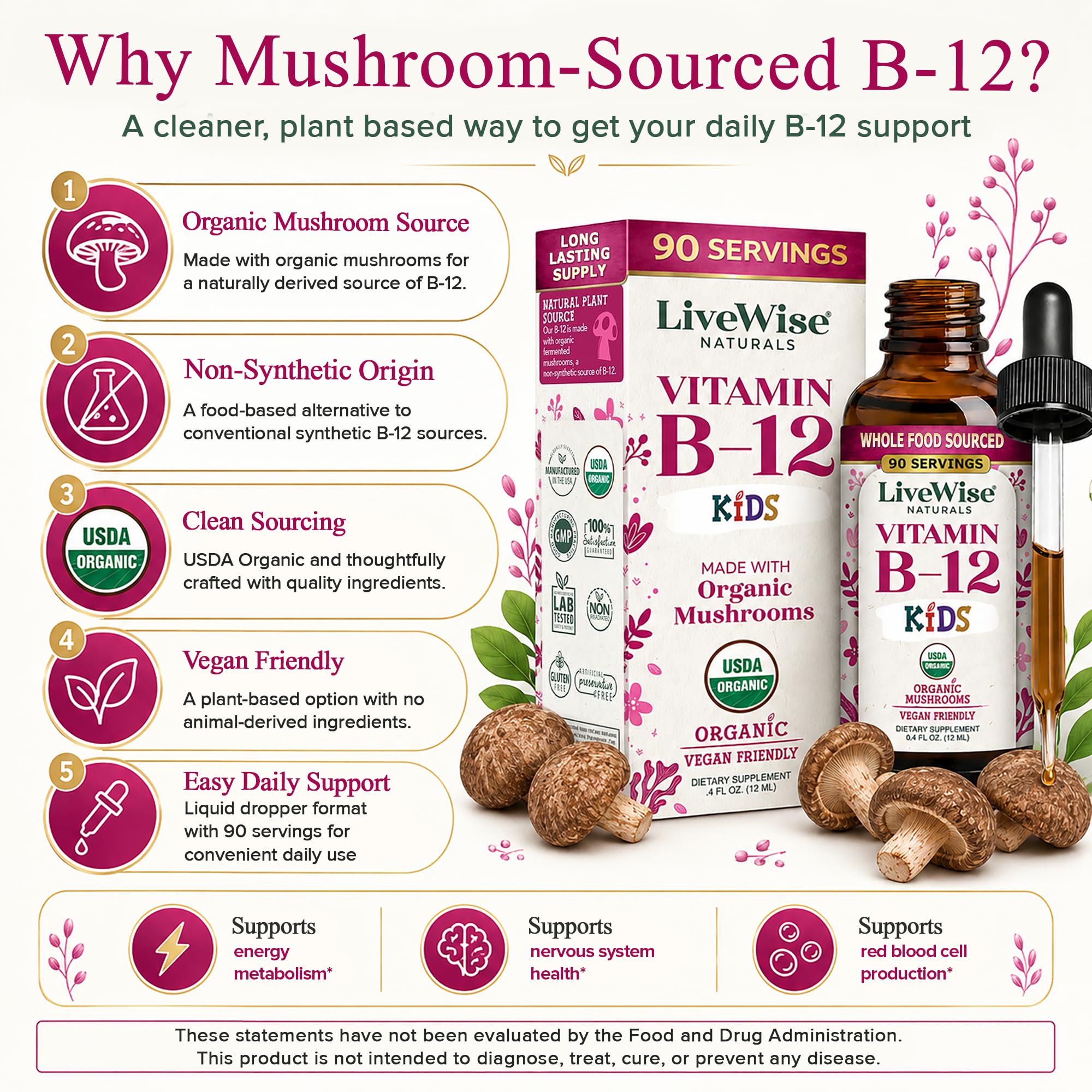 Vitamin B12 Liquid Drops for Kids, Toddlers & Children, Low Dose — Amazon image 2