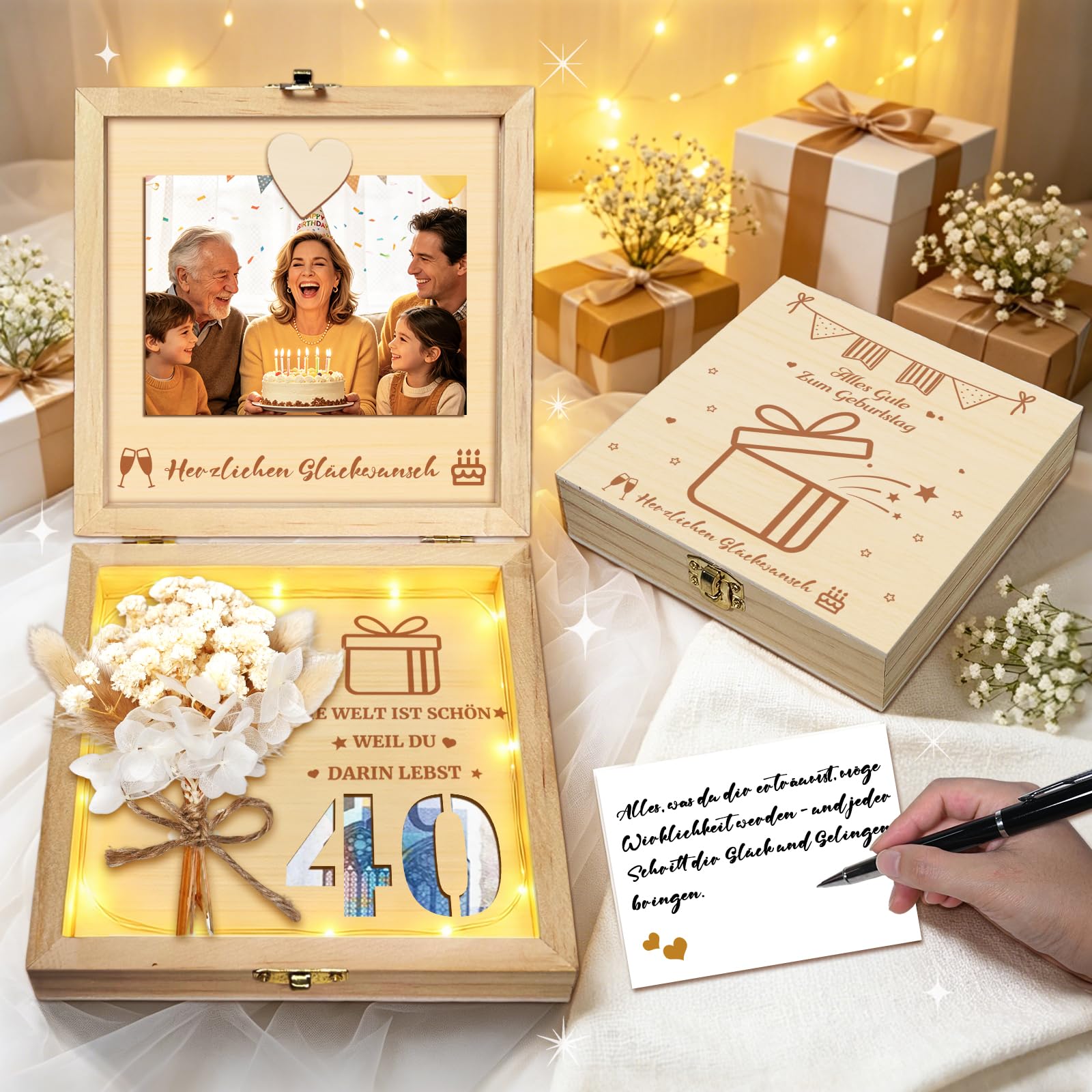 Hochzeitsgeschenke für Brautpaar Geld, Romantisches Geldgeschenke zur Hochzeit, Ewige Blumen, Holzbox, Kunststoff Reagenzglas, Lichterketten, Schlüssel Geschenkbox, Wedding Gift