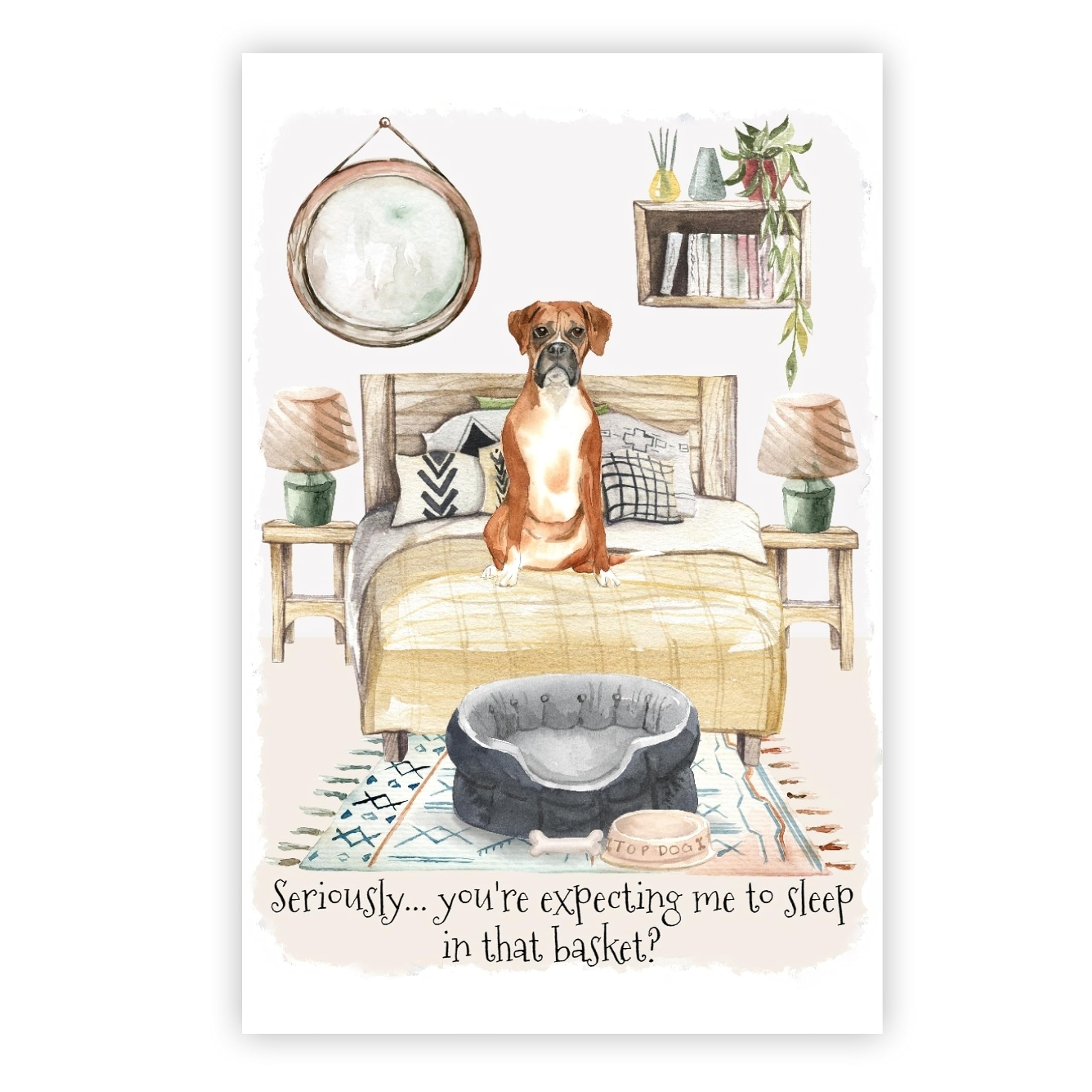 Funny Boxer Dog Greetings Card