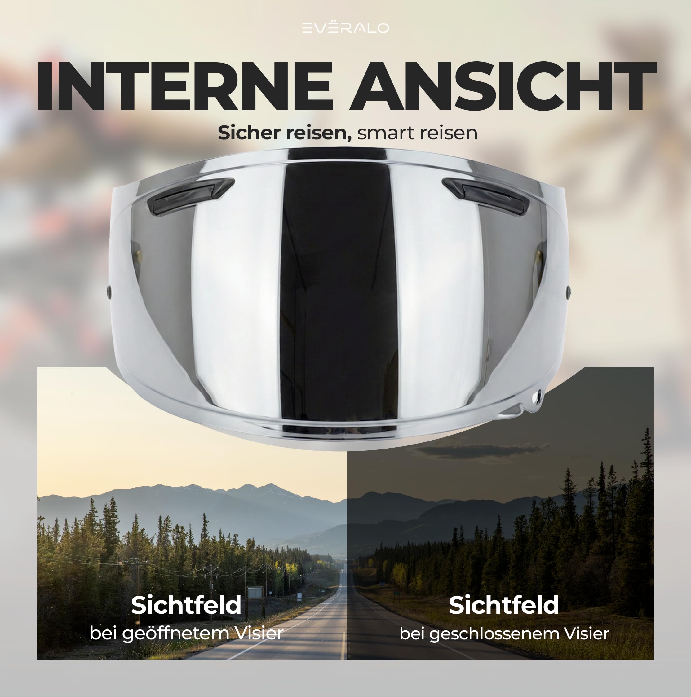 kompatibel mit Visier Arai Chaser X - Rx7v - Rx7x - Quantic - Quantum X - Concept X - Concept Xe - Renegade V - Profile V - Qv Pro - Vas V (Verspiegelt Chrom)