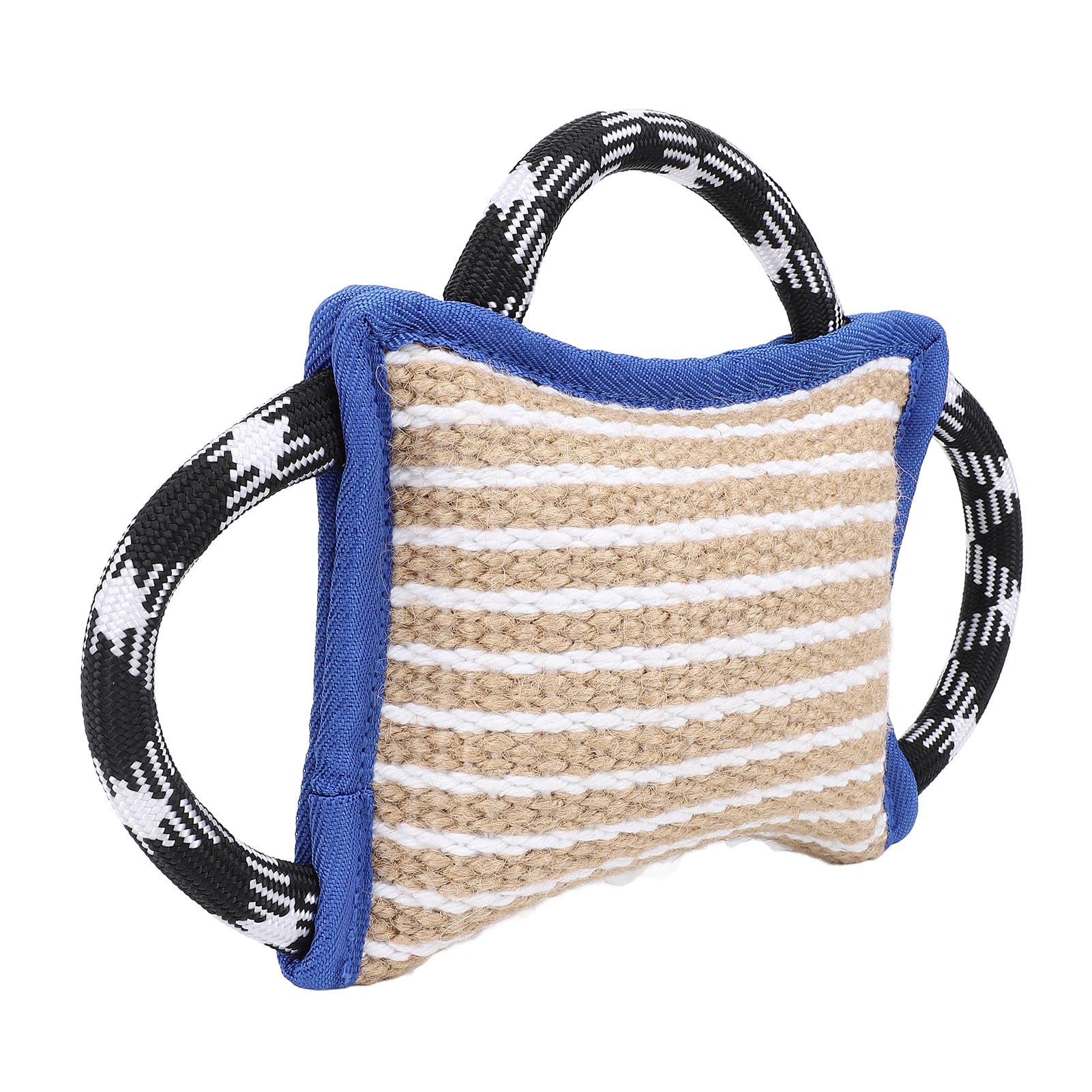 Cojín mordedor con 3 Asas Fuertes, Juguete de Tira para morder de Yute Resistente a los Rasgados para Perros Adultos, Almohada de Entrenamiento Interactivo para Masticar y Jugar a (Azul)