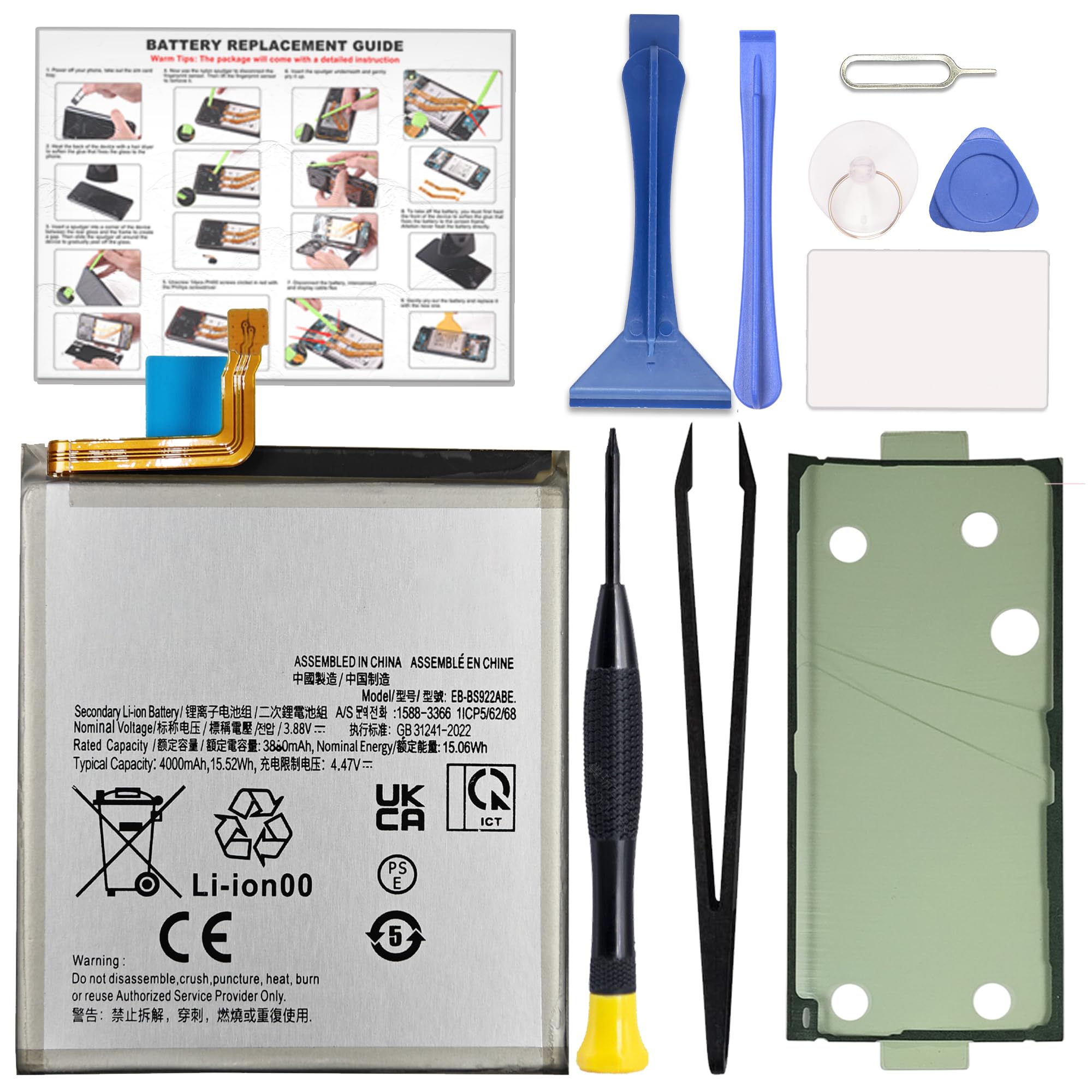 GREEN FUSION for Galaxy S24 Battery Replacement, EB-BS921ABY New 0 Cycle Battery Compatible with Samsung S24 SM-S921U/B/U1, Includes Instruction &amp; Toolkit