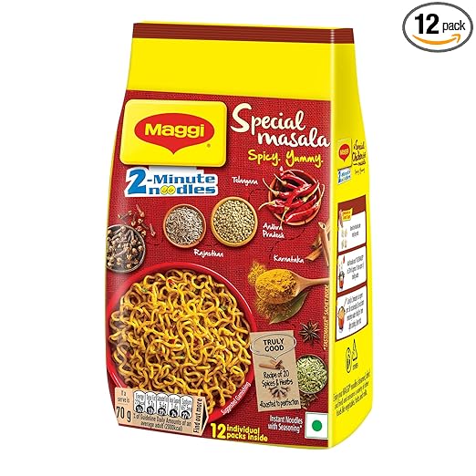 MAGGI 2-Minute Special Masala Instant Noodles, 70g (Pack of 12)