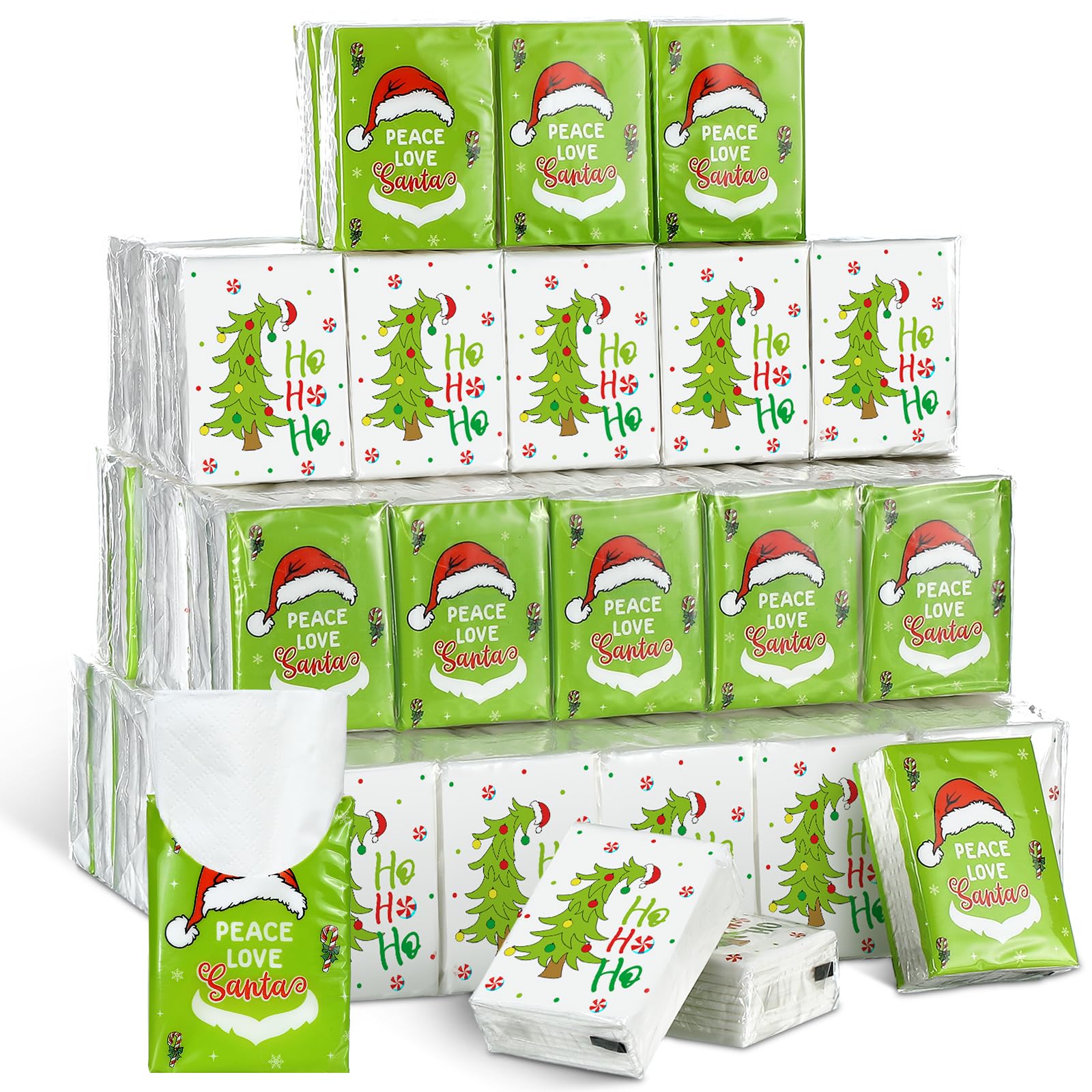 Fourluoo Confezione da 100 fazzoletti tascabili, confezione singola, 3 veli, mini fazzoletti per il viso, formato da viaggio, per estate, autunno, Natale, feste di nozze (stile romanzo)