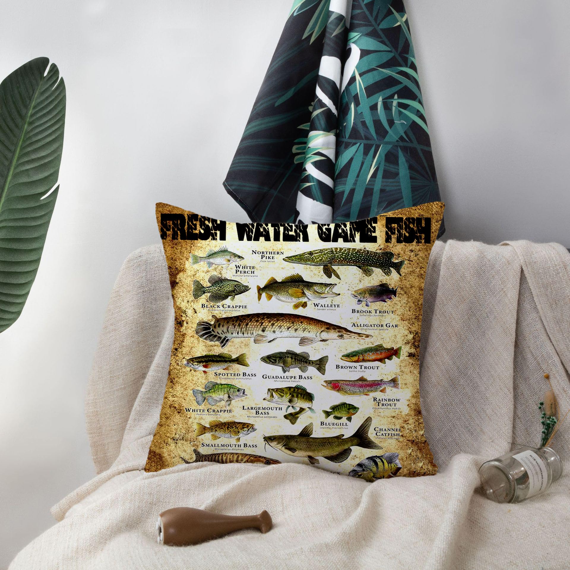 HUASHUZI Cushion Cover Fishing Gifts for Men Fisherman'S Gift Stuff Carp Fishing Accessories Decorations Throw Pillow for Bed Chair Stool 18"X18"(45x45cm) - Image 4