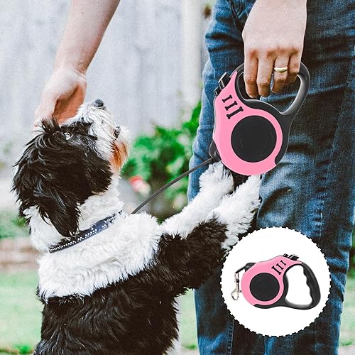 Miniatura 6 de POPETPOP Correa retráctil para perro, material de abdominales, portátil, accesorio para cachorros, mango cómodo, correa para caminar al aire libre