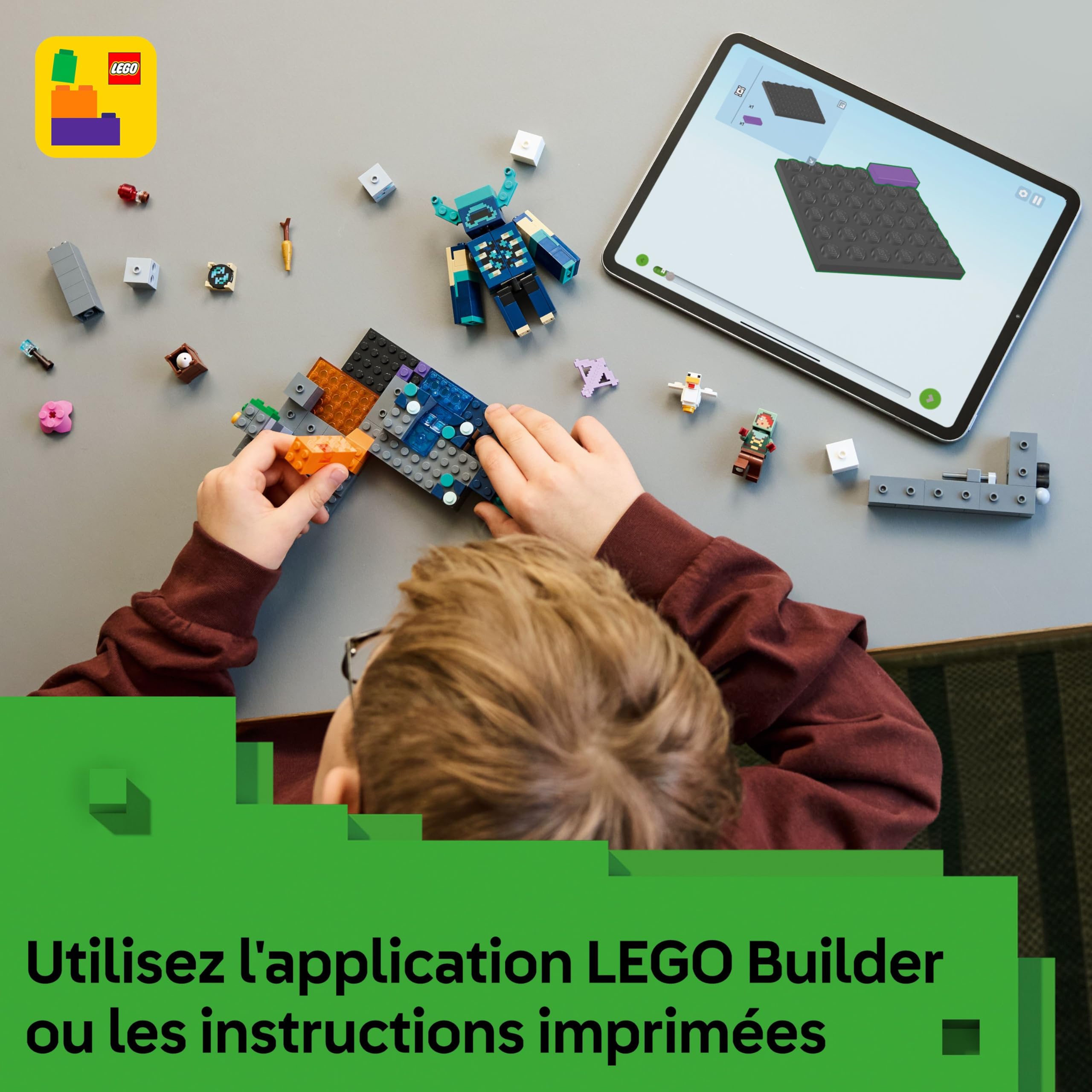 LEGO Minecraft La Rencontre avec Le Warden - Jouet Interactif avec Minifigurine, Figurine de Mob & Fonction TNT Chute de Rocher - Cadeau Collector pour Gamer, Garçon ou Fille dès 7 Ans 21274