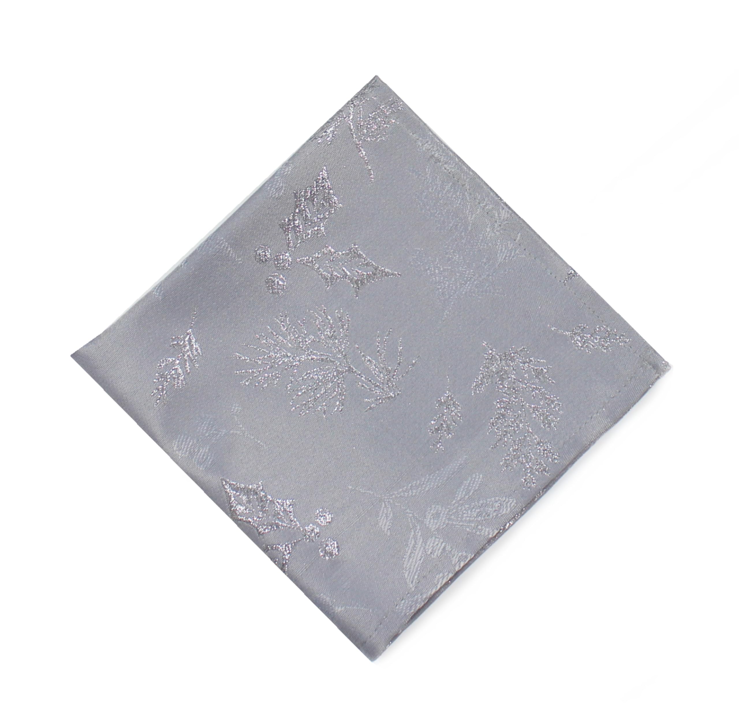 Peggy Wilkins Pewter/Silver Winter Hedgerow Sparkly Christmas Damask Napkin - 45Cm X 45Cm