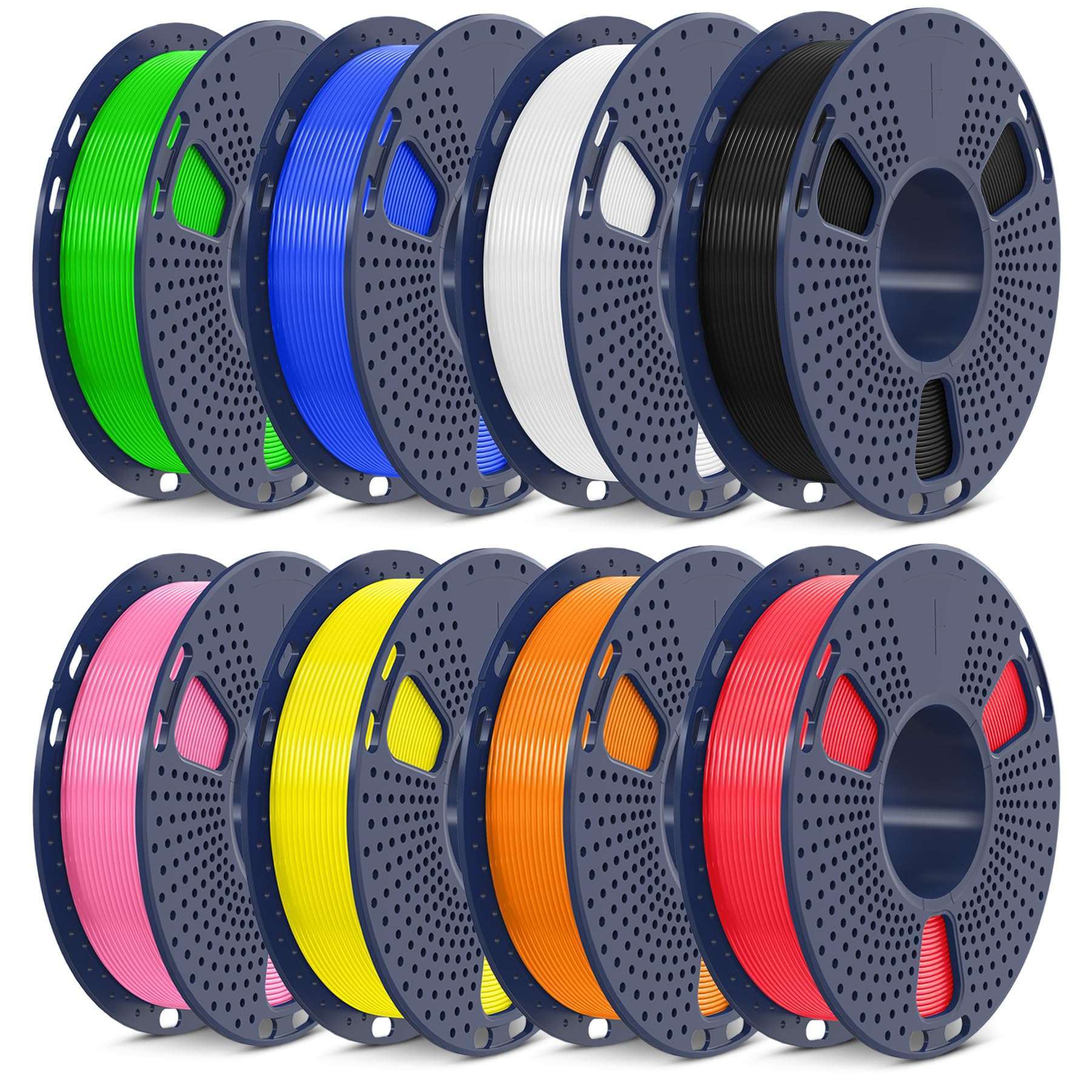 SUNLU 3D Printer Filament Bundle Multicolor PETG Filament 1.75mm, Individually Vacuum-Sealed, 2kg in Total, 0.25kg per Spool, 8 Pack, 8 Colors, Black+White+Red+Yellow+Pink+Blue+Orange+Green