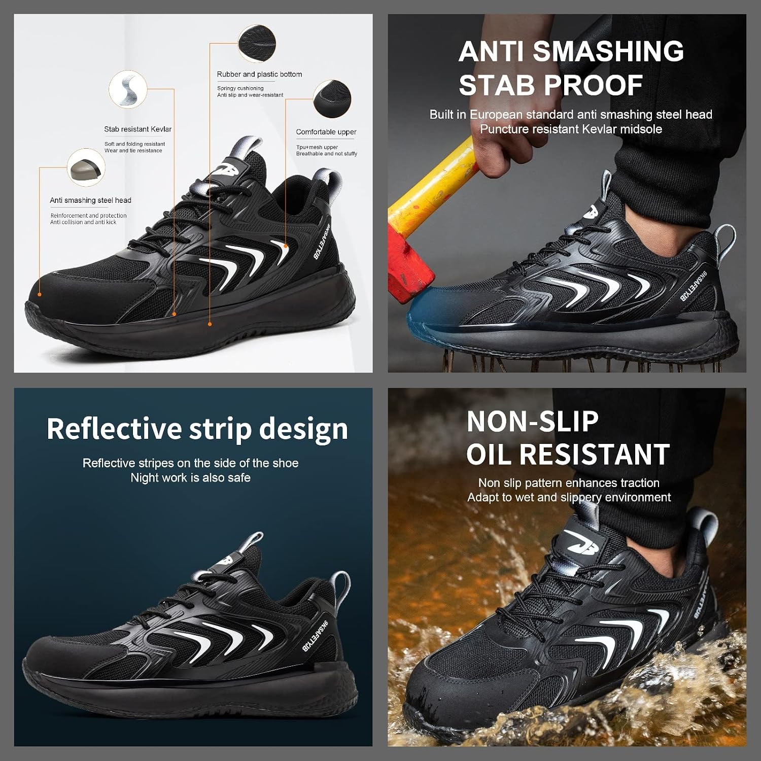 Micoklinlin Steel Toe Sneakers for Men Lightweight Safety Shoes Industrial Construction Fashion Work Shoes