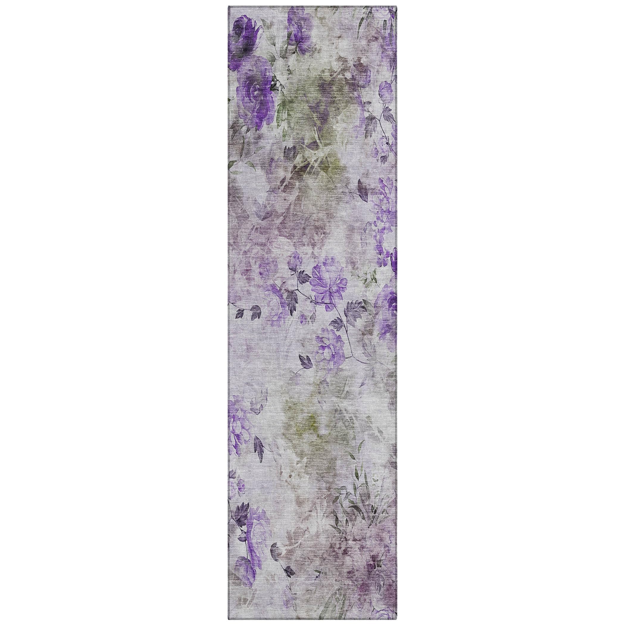 Addison Rugs Chantille ACN724 Purple 2'3" x 7'6" Indoor Outdoor Hallway Runner Rug, Easy Clean, Machine Washable, Non Shedding, Kitchen Area Carpet