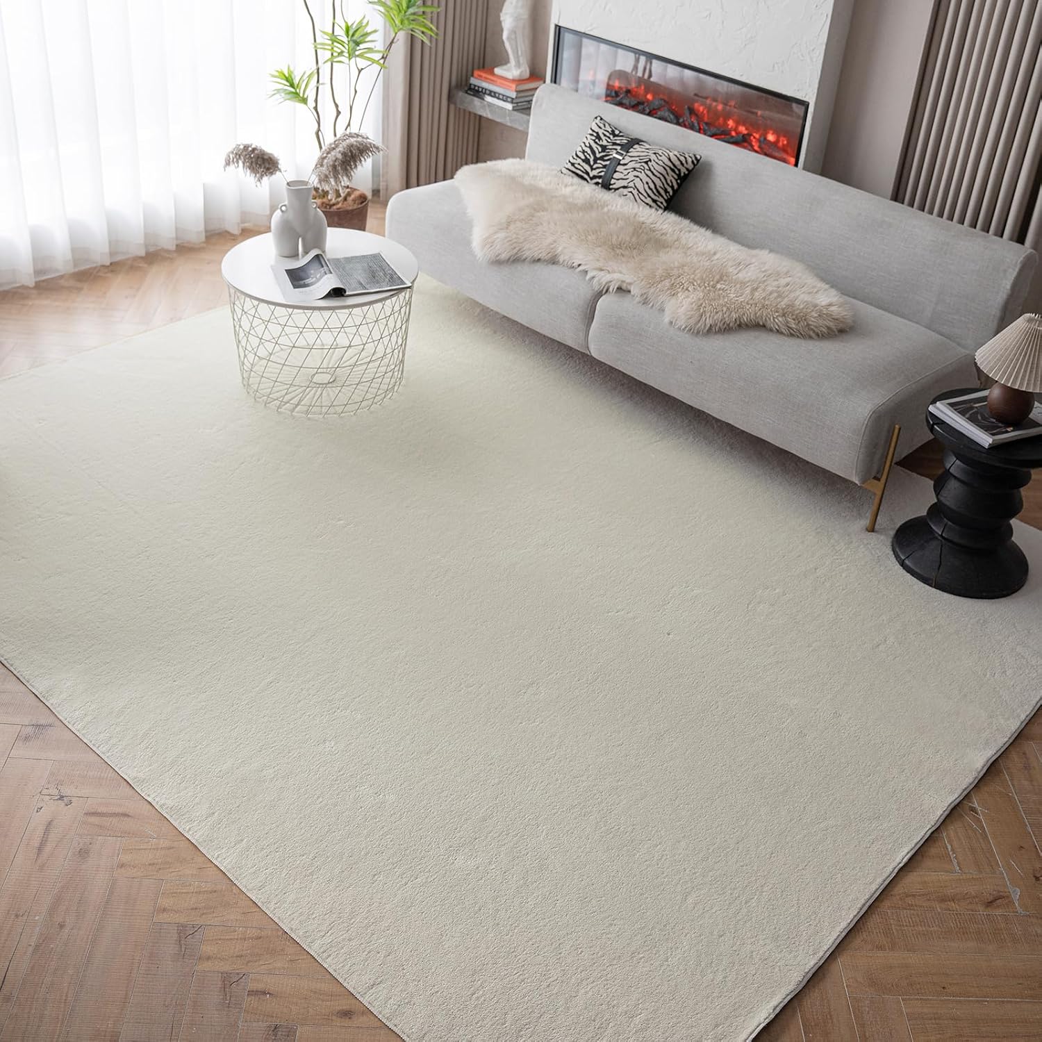 LIVEBOX Large 8x10 Beige Living Room Carpet, Soft Rug Washable Area Rugs for Bedroom Kids Room, Non Shedding and Non Slip Shag Rug for Home Decor,Nursery Rug Area Rug Boys Girls Room 8' x 10' Beige