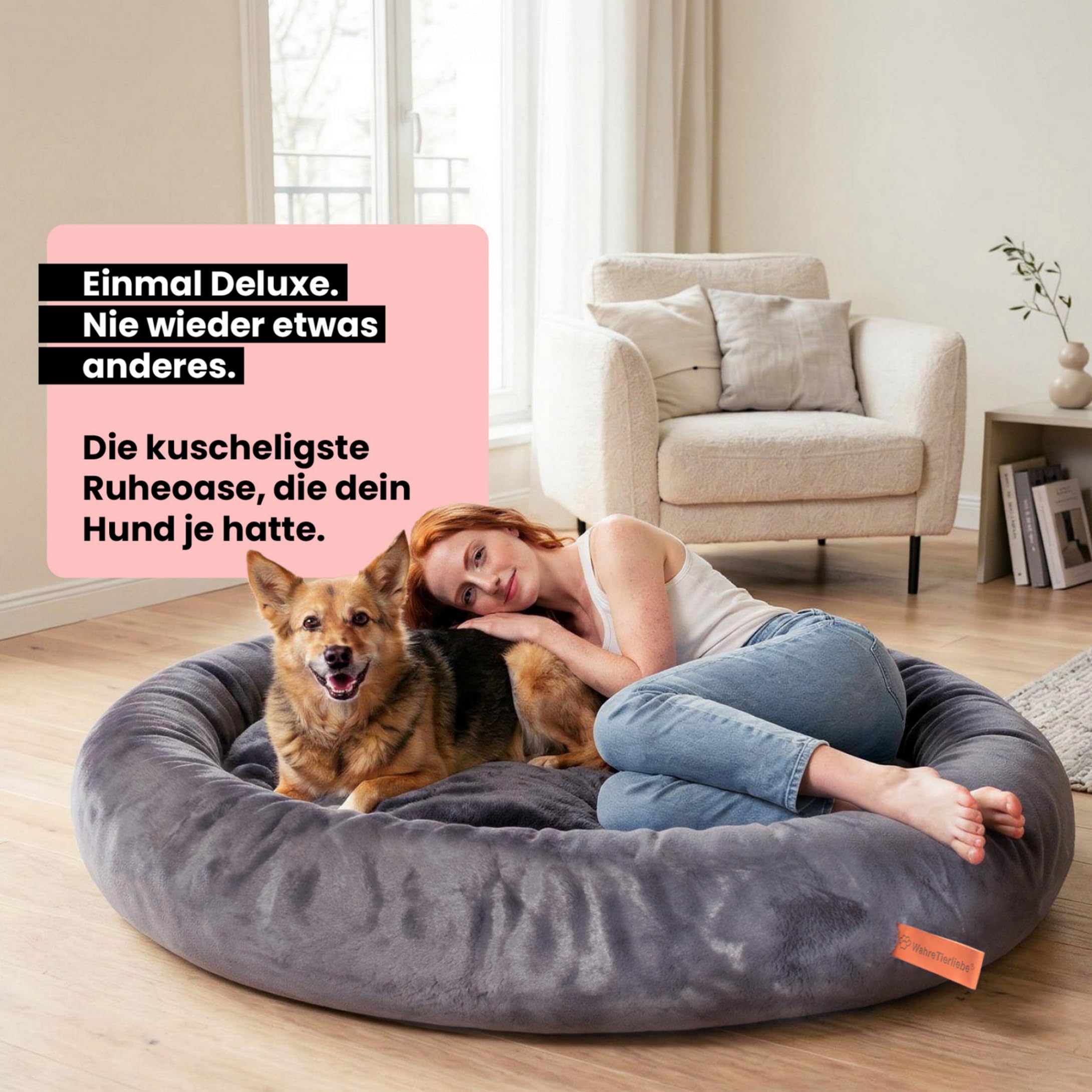 Wahre Tierliebe Cama para perros Cloud 7 [Plus] – El original, con funda lavable [S, 70 cm, gris] Cojín para perros, cesta para perros, cama mullida para perros grandes, medianos y pequeños