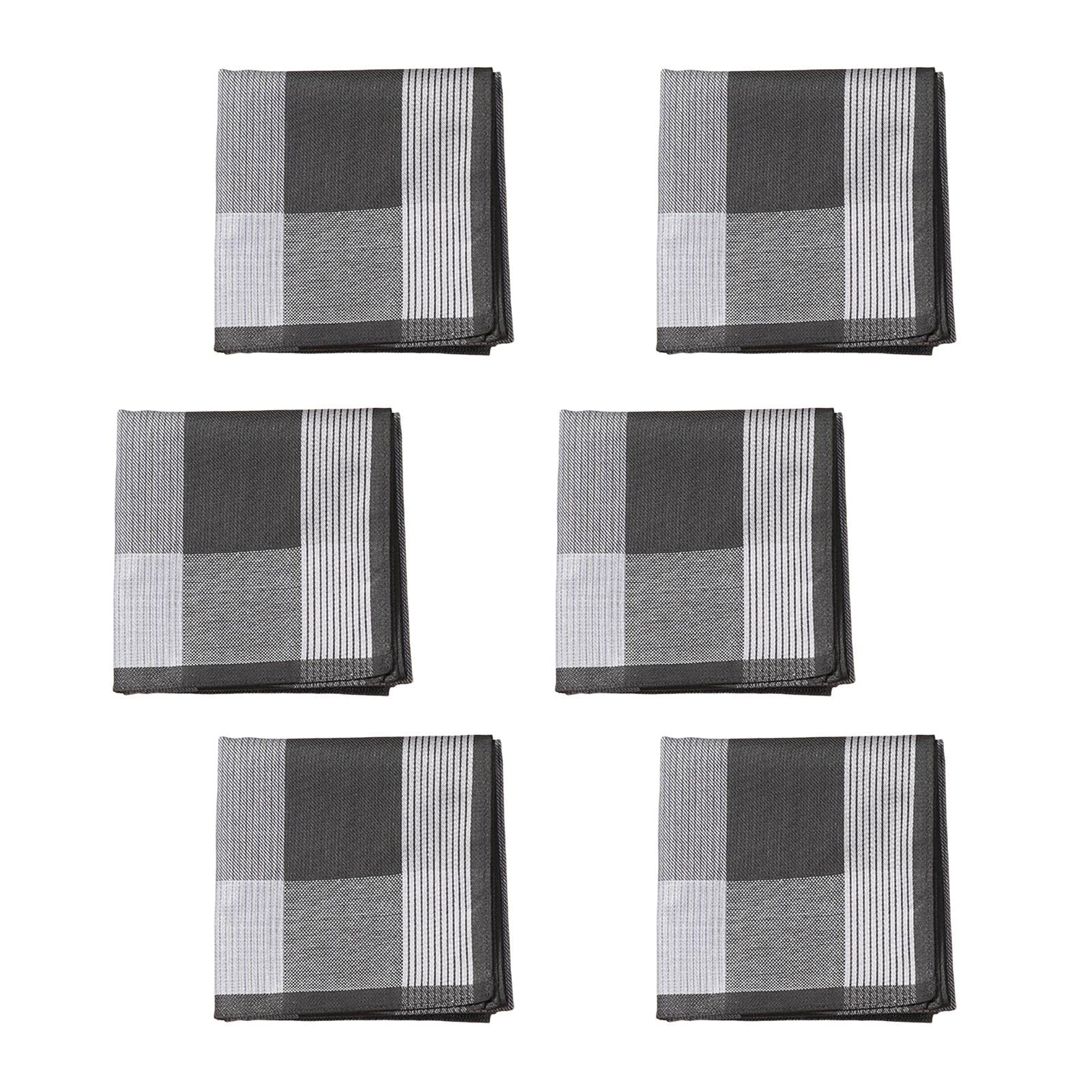 6Pcs Cotton Men's Hanky Pocket Square Hankies for Grandfathers Gray-image-47
