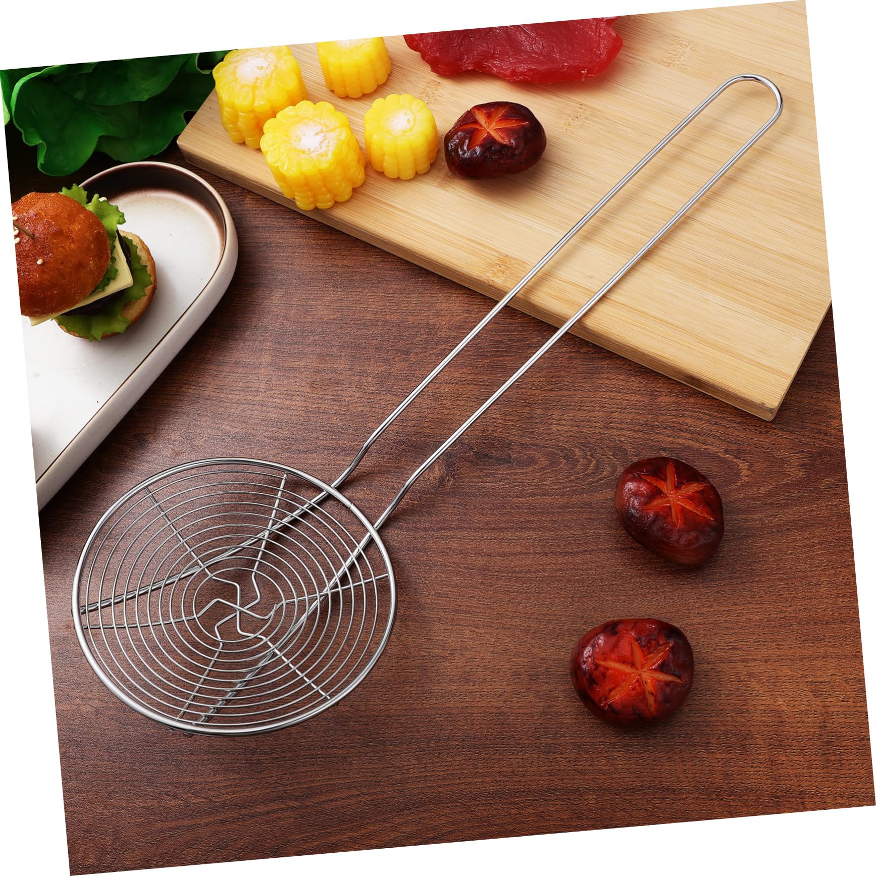 YARNOW Skimmer Colapasta in Acciaio Inossidabile Argento Maglia Fine, Mestolo Filtrante Resistente e Lucidato per Cottura e Miscelazione in Cucina