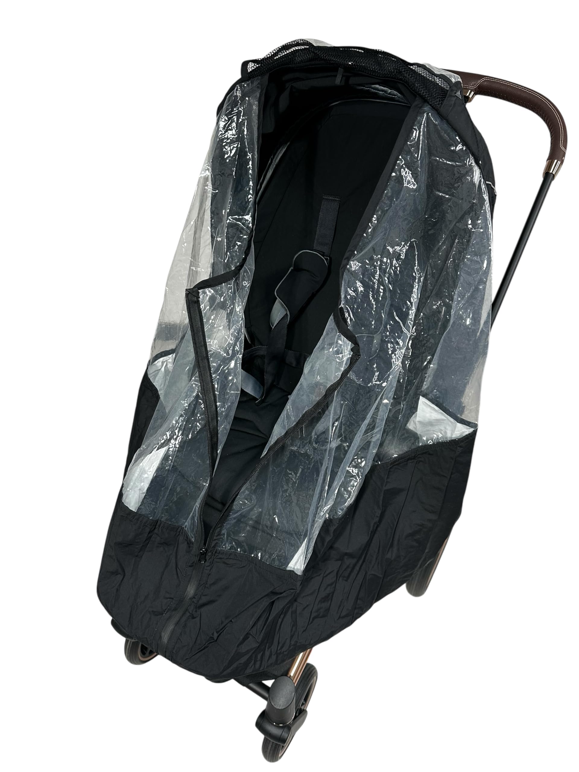 Universal Regenschutz für Kinderwagen Transparent mit Schwarz Wasserdicht mit Reißverschluss