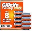 Gillette Fusion5 Power Razor Blades for Men, 5-Blade Razor Refills, 8 Count, Holiday Gifts for Men