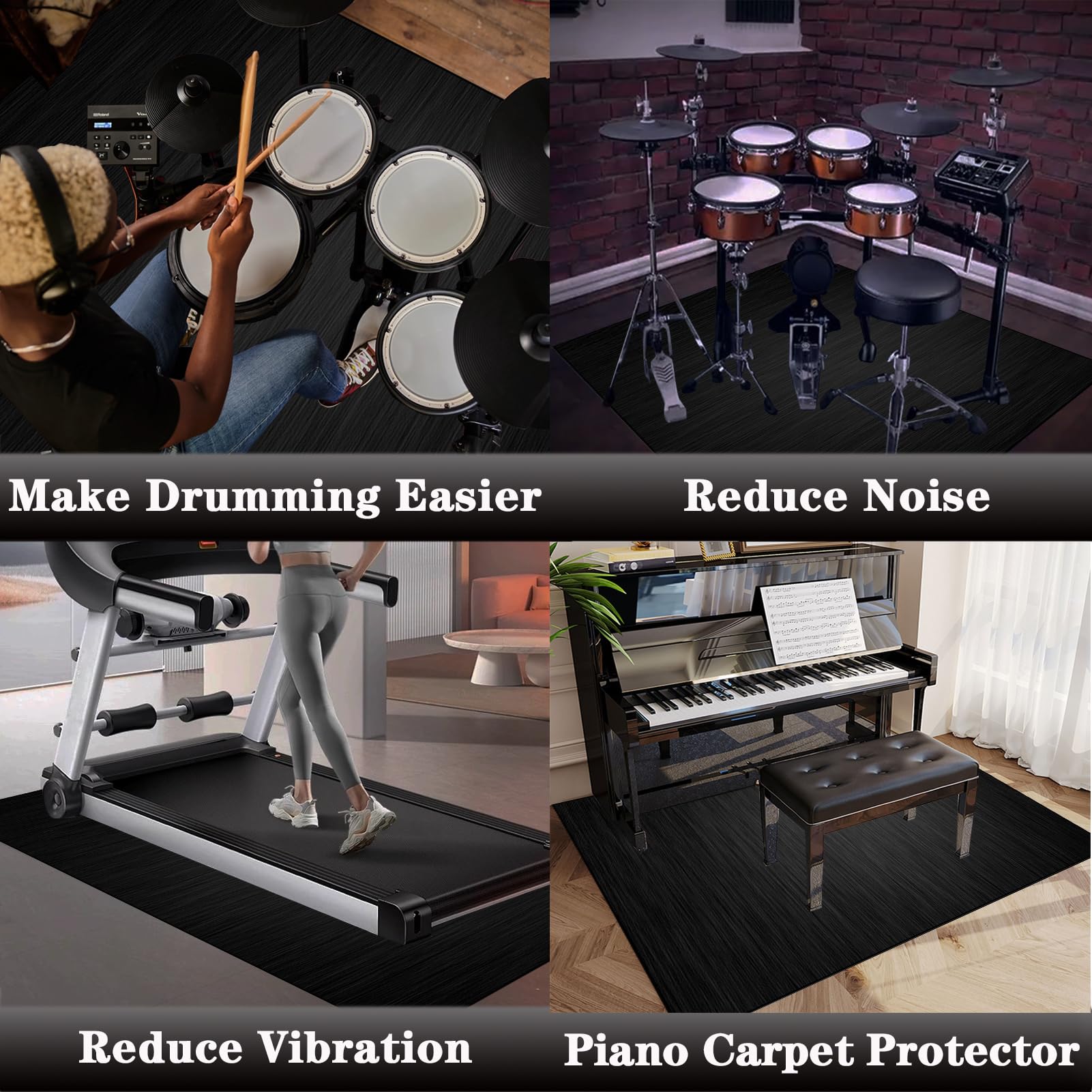 Elektronisch Schlagzeug Teppich Snare Drum Rug - Schallschutz Teppich - Schallschutzmatte - Drum-Teppich - rutschfeste Trommelmatte - Schalldicht Teppiche 180 x 160 cm
