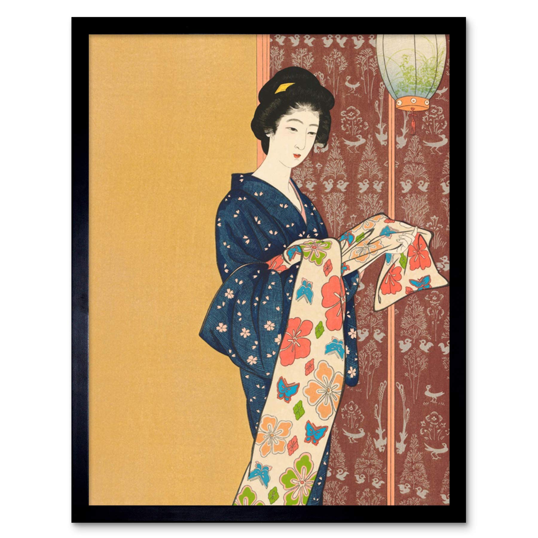 Wee Blue Coo Goyo Hashiguchi Geisha Portrait Art Print Framed Poster Wall Decor 12x16 inch