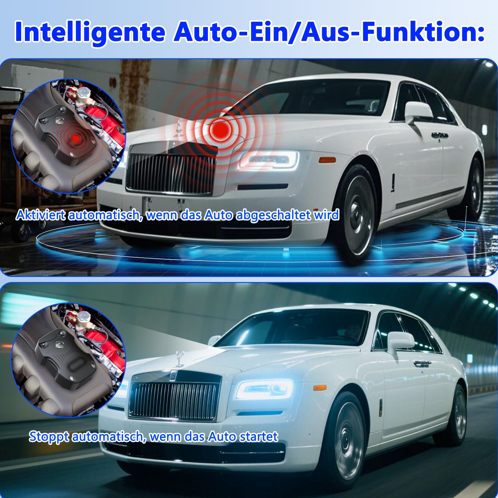Marderschreck Auto 50-80 ㎡ | 3-IN-1 Stromversorgung AA-Batteriebetrieben & Autobatterie & USB | mit Ultraschall & Blitzlicht | Marderabwehr Auto, Haus, Dachboden, Garten (2-Pack)
