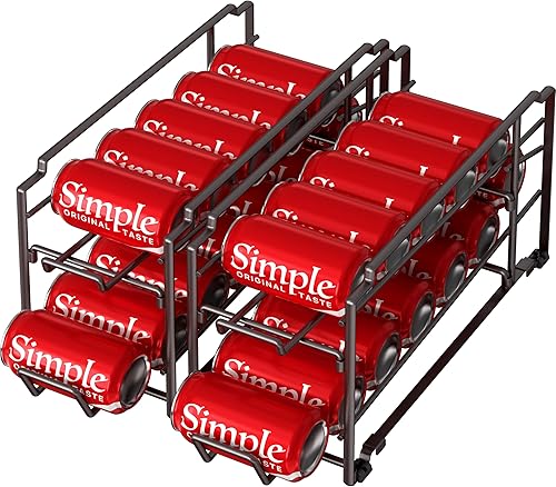 Simple Houseware - Organizador de almacenamiento para latas de bebidas y soda, apilable, color bronce, paquete de 2