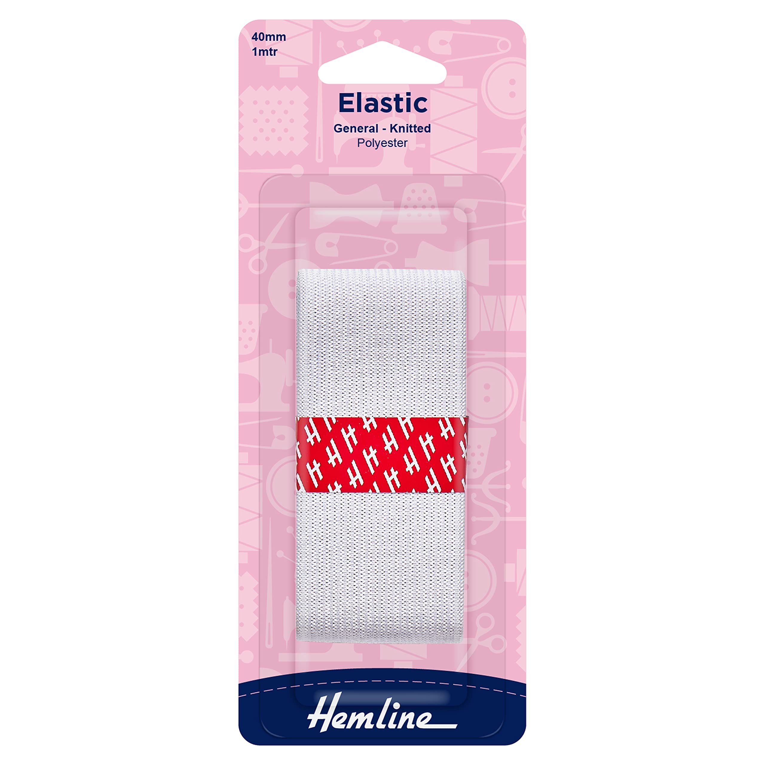 Hemline General Purpose Knitted Elastic – 40mm x 1m White For Sportswear, Tracksuits & Garments Soft, Stretchy Polyester Elastic for Versatile and Durable