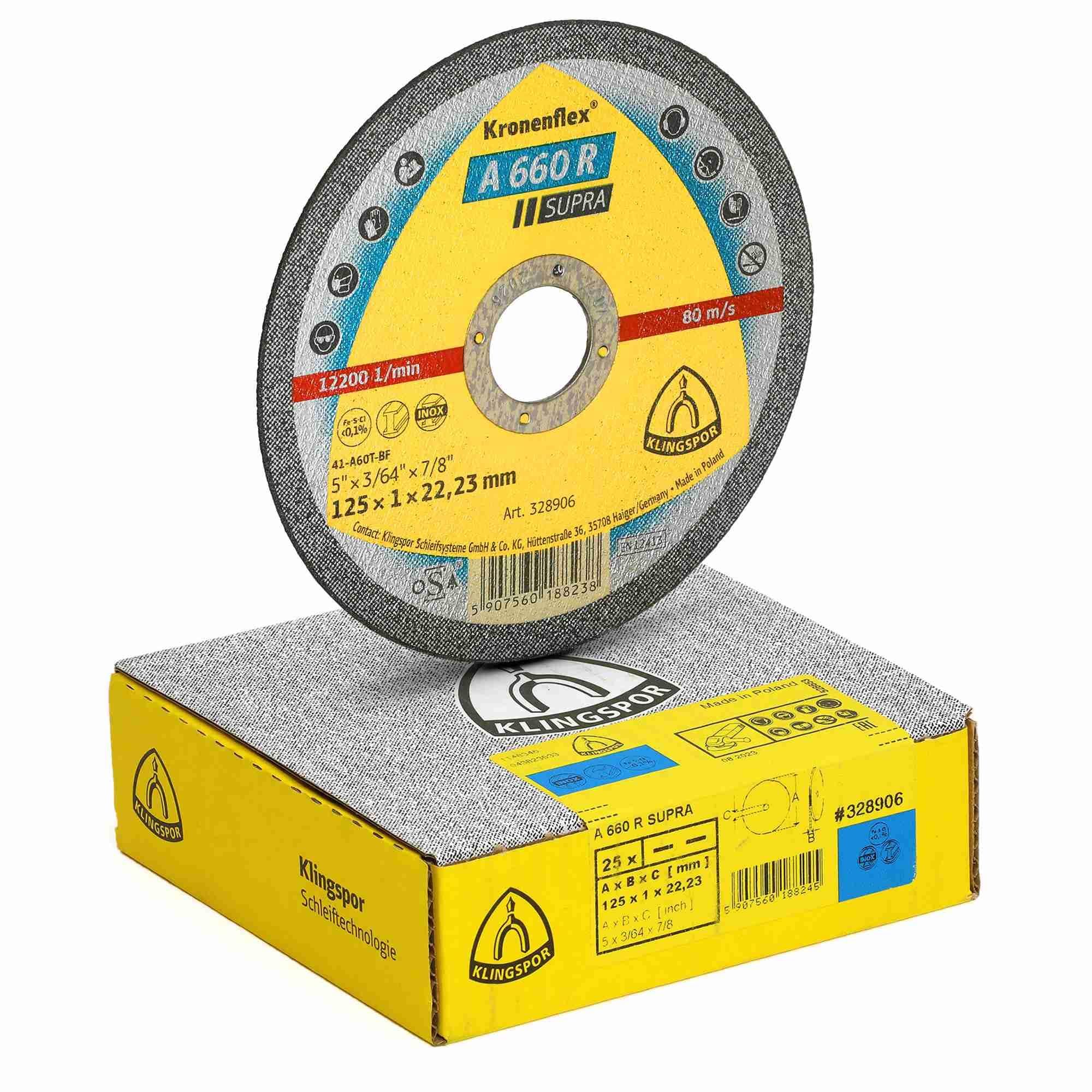 A 660 R - Discos de corte rectos (25 unidades, 125 x 1 x 22,23 mm)