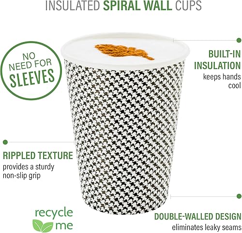 Miniatura 4 de Restaurantware Tazas de café desechables de 8 onzas, 500 tazas calientes de pared en espiral para café, tapas se venden por separado, tazas de café