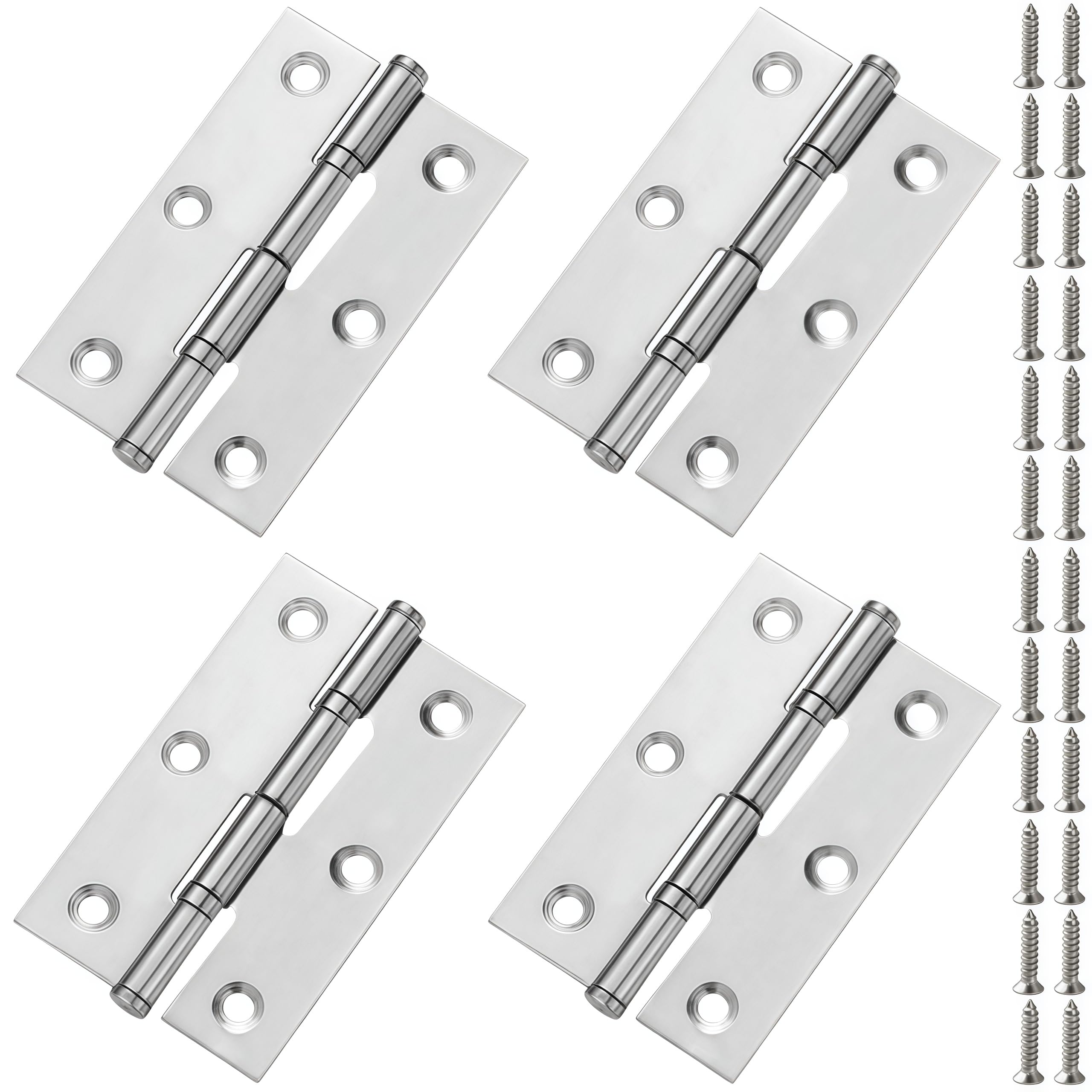 Vbnexyr Regular Hinge 4 Pack Of Stainless Steel Folding Hinges With Bearings Suitable For Cabinet Doors 3 Inches