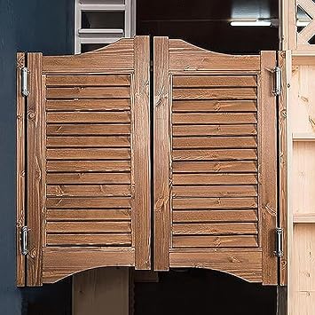 Saloon Western Swinging Style Wood Bar Door,Cafe Swinging Doors, Solid Wood Cowboy Door Partition Door Bar Kitchen Auto Close Fence Half Waist Door, with Stainless Steel Hinges,Customizable Size W