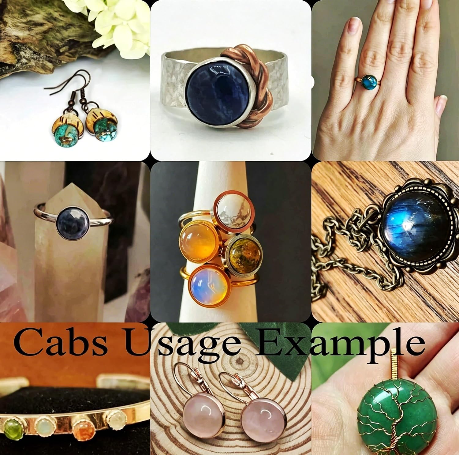 Cabochons Mix Color Flatback Loose Gemstone Cabochons Cabs for Jewelry Making,Wire Wrapping, Bezel Setting, Pendant Creation, Beaded Jewelry, DIY Jewelry Projects