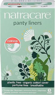 Natural Organic Curved Panty Liners, with Certified Organic Cotton, Ecologically Certified Cellulose Pulp and Plant Starch (1 Pack, 30 Liners Total)