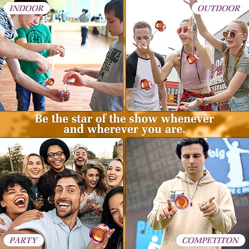 Miniatura 7 de YOYOSTUDIO Yoyo Yoyos profesionales bimetálicos con doble anillo de aleación de aluminio, trucos profesionales yoyos para adultos, yoyo bimetálico