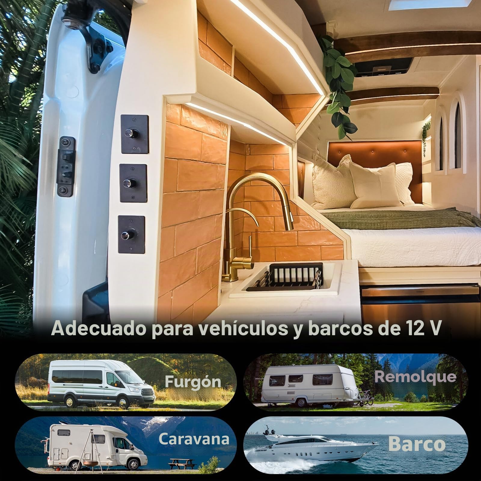 acegoo Interruptor Dimmer LED 12V DC PWM Controlador para Barco Camper Furgoneta Remolque Camión Coche Caravan Autocaravana, para Luz LED regulable, Halógena, Incandescente, Solo Color LED Strip