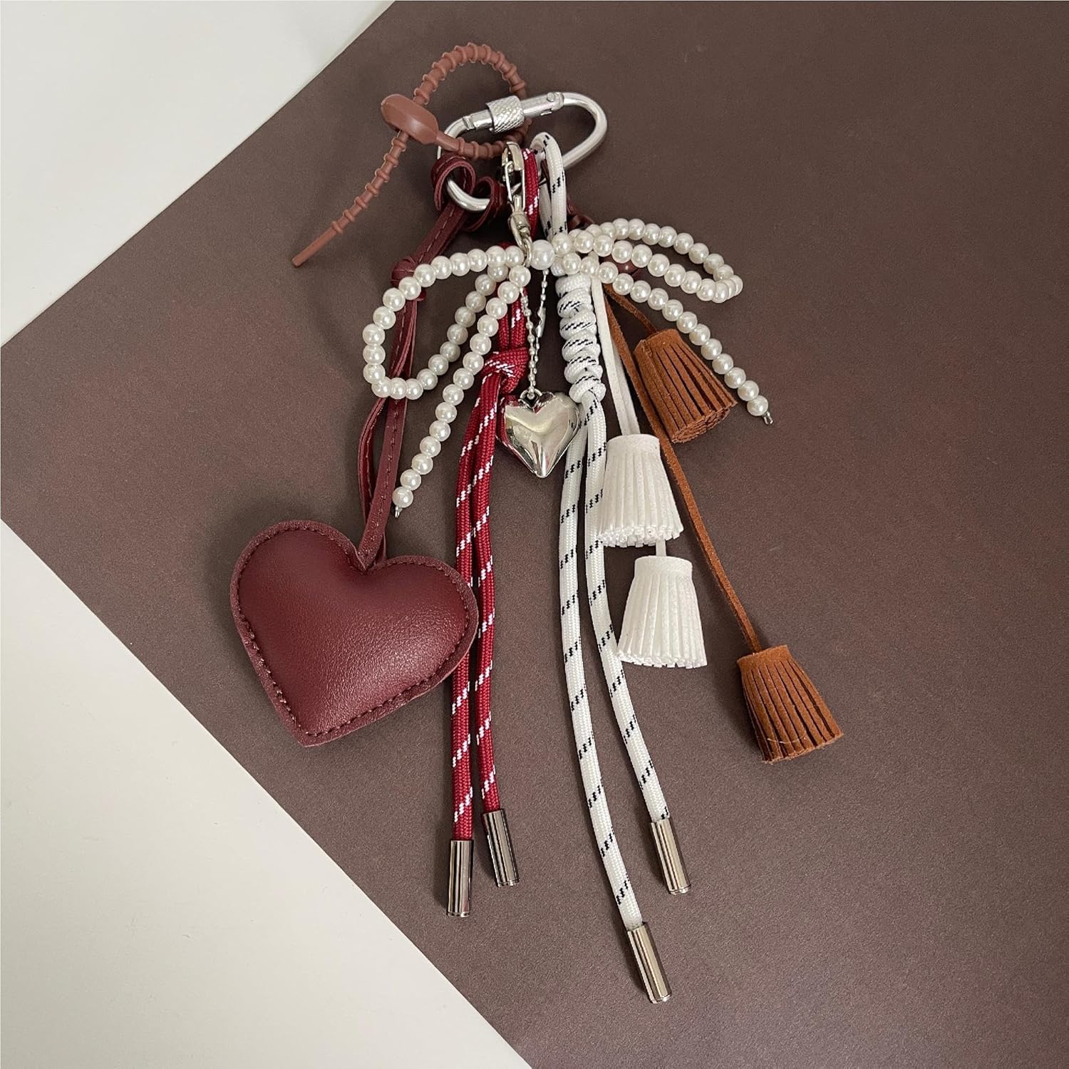 QTMY Heart Tassel Bow Beaded Braided Keychain Bag Charms for Handbag Purse Backpack Accessories Bogg Bag,369 - Image 2