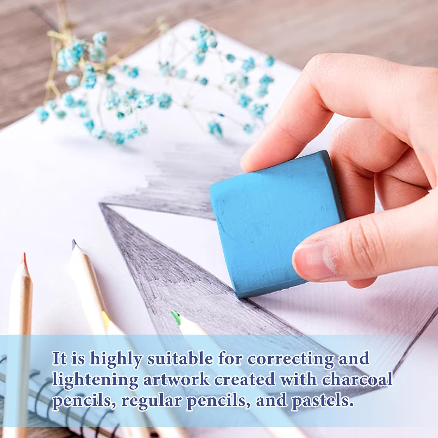 Smilo Kneaded Erasers for Artists, Moldable Putty, 8-Pack, 4 Colors