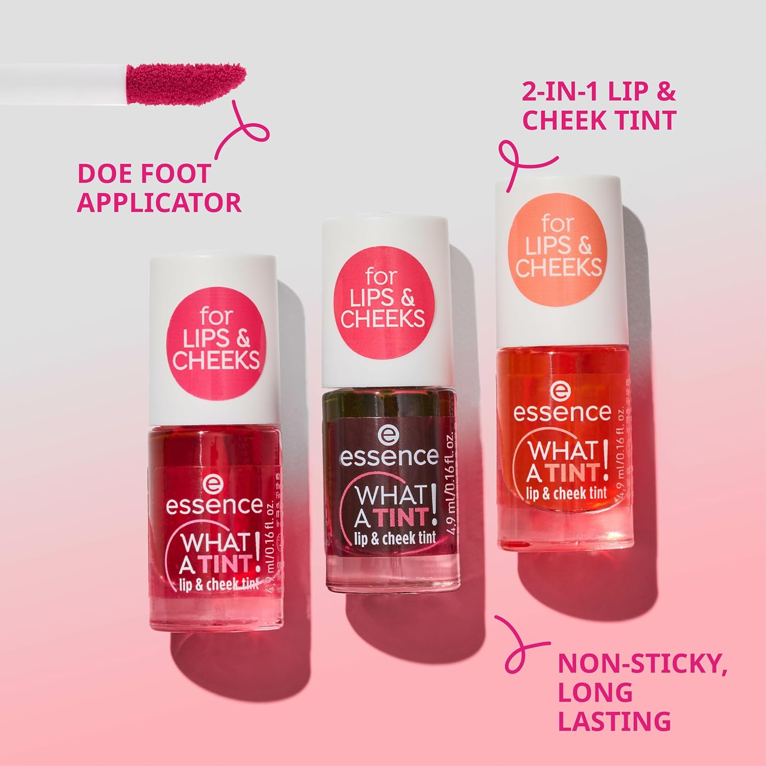 essence Тинт для губ и щек WHAT A TINT!, длительный эффект, мгновенный результат, естественный (4,9 мл)