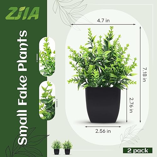 Miniatura 8 de ZJIA 2 paquetes de plantas artificiales pequeñas en macetas para decoración del hogar, dormitorio, baño, granja, cocina, interior