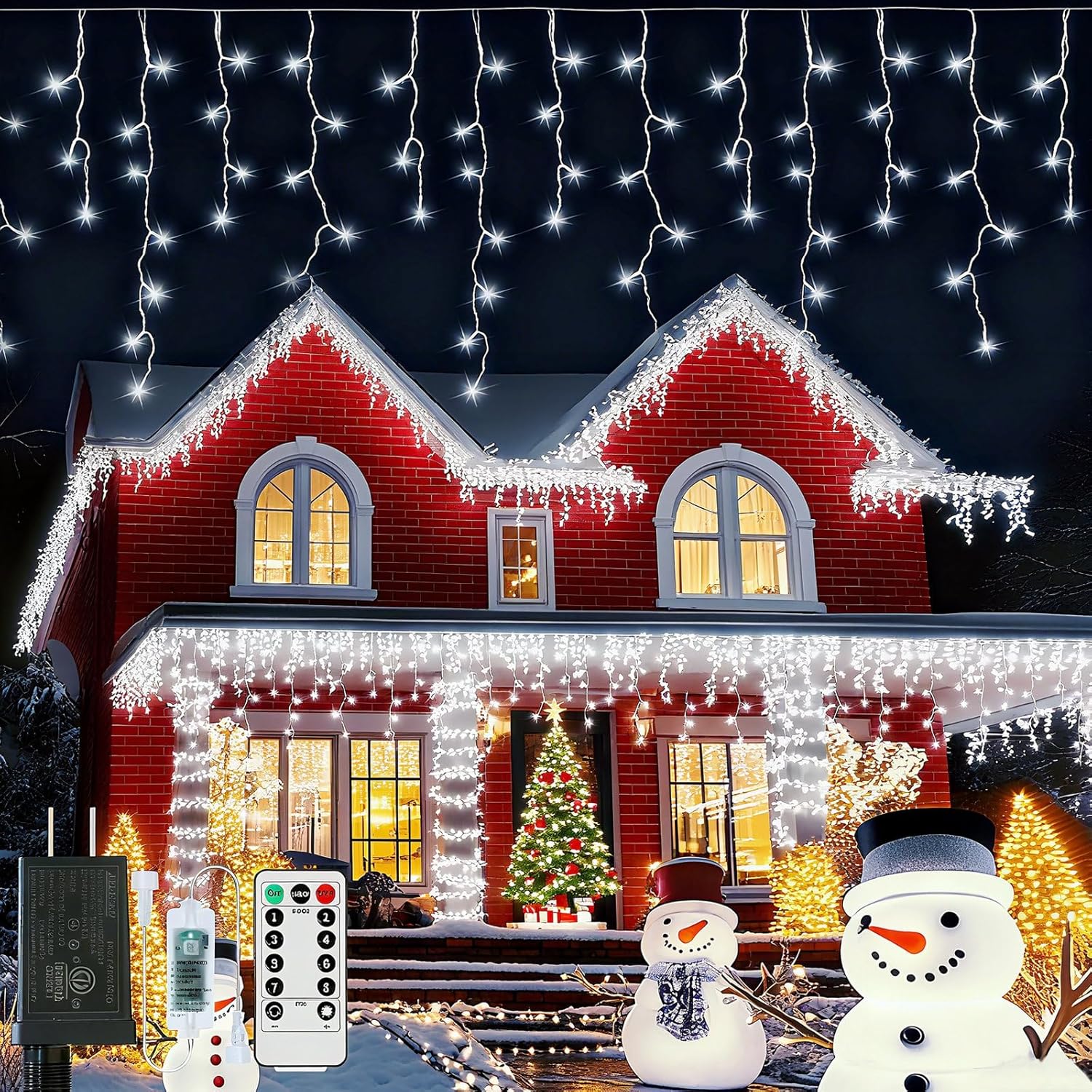 Icicle Lights for Outside, 167ft 1760 LED Icicle Christmas Lights Outdoor Waterproof, 352 Drops with Remote, 8 Modes & Dimmable, Timer for Christmas, Wedding, Party, House, Roof Decoration, White