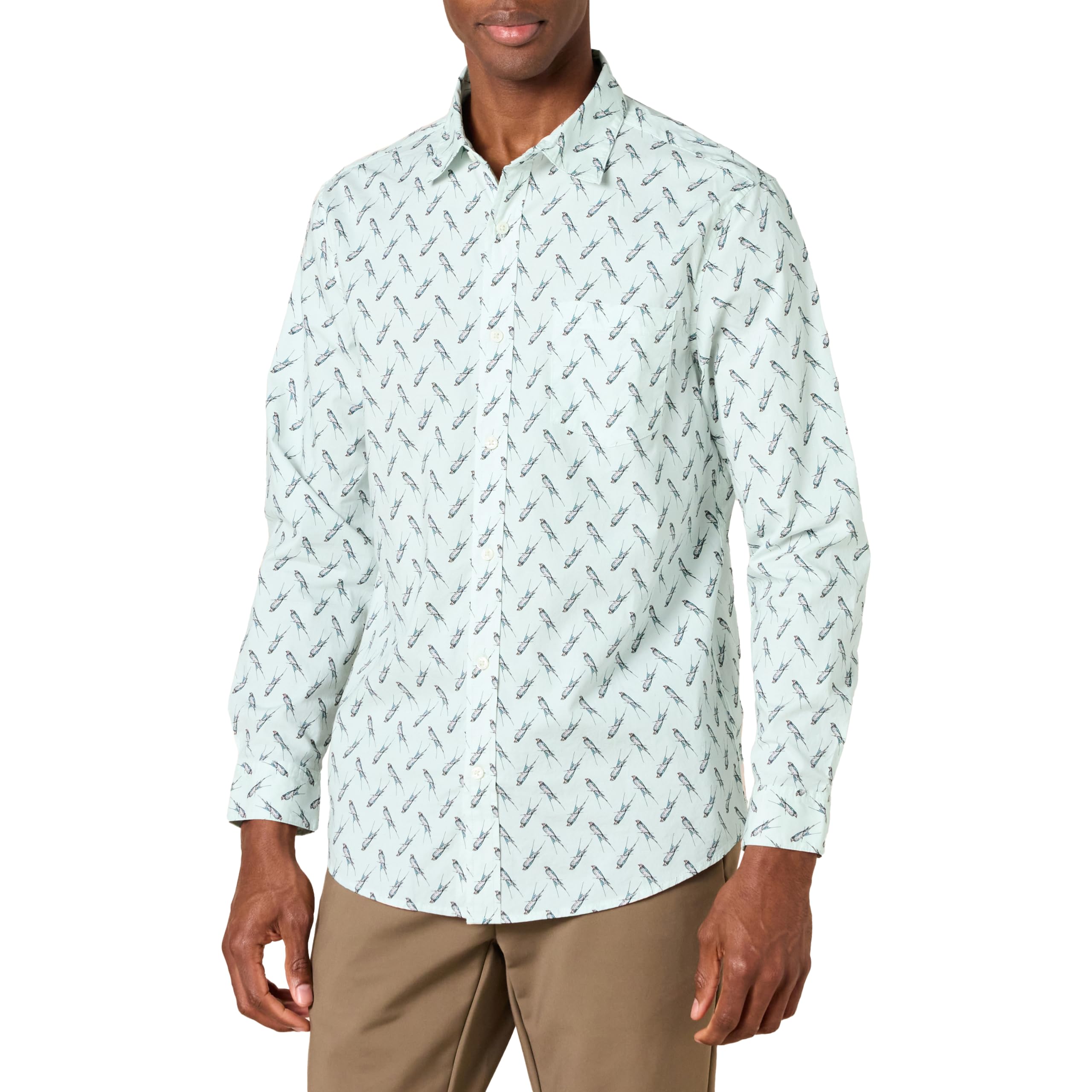 Amazon Essentials Mens Long-Sleeve Regular-fit Stretch Poplin Shirt