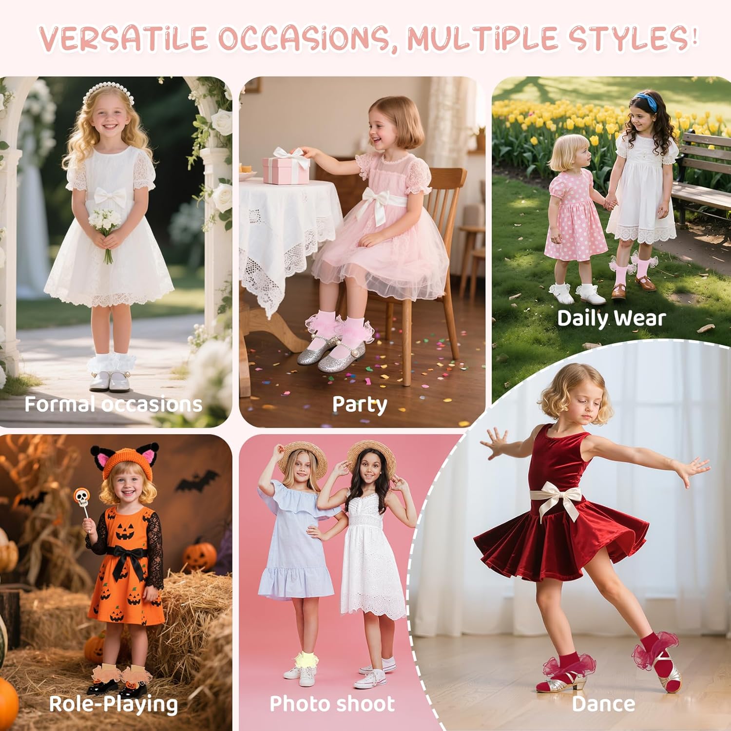 Durio Girls Ruffle Socks Toddler Baby Girl Socks With Big Double Lace Colorful Frilly Dress Socks for Toddler Girls Kids - Image 7