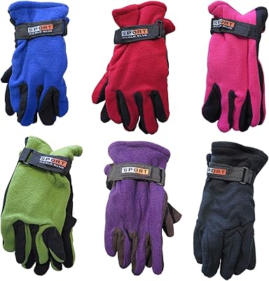 Sport World Blue Unisex Winter Fleece Gloves With Strap Assorted Color 3-Pack