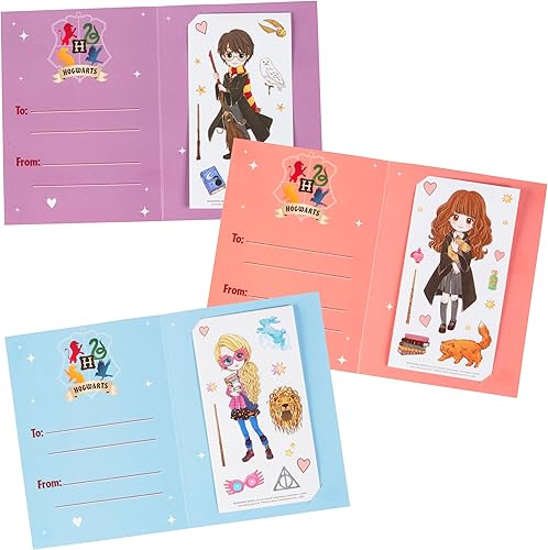 Miniatura 3 de Harry Potter Tarjetas del día de San Valentín con calcomanías para niños, paquete de 28 tarjetas y sobres, personajes de anime de Harry, Hermione y