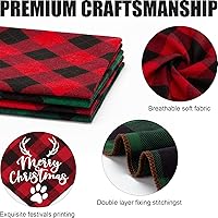 Vista 3 de 4 Pack Bandanas para perros de Feliz Navidad - Bandanas clásicas triangulares de otoño con estampado de Navidad, bufanda a cuadros roja, baberos