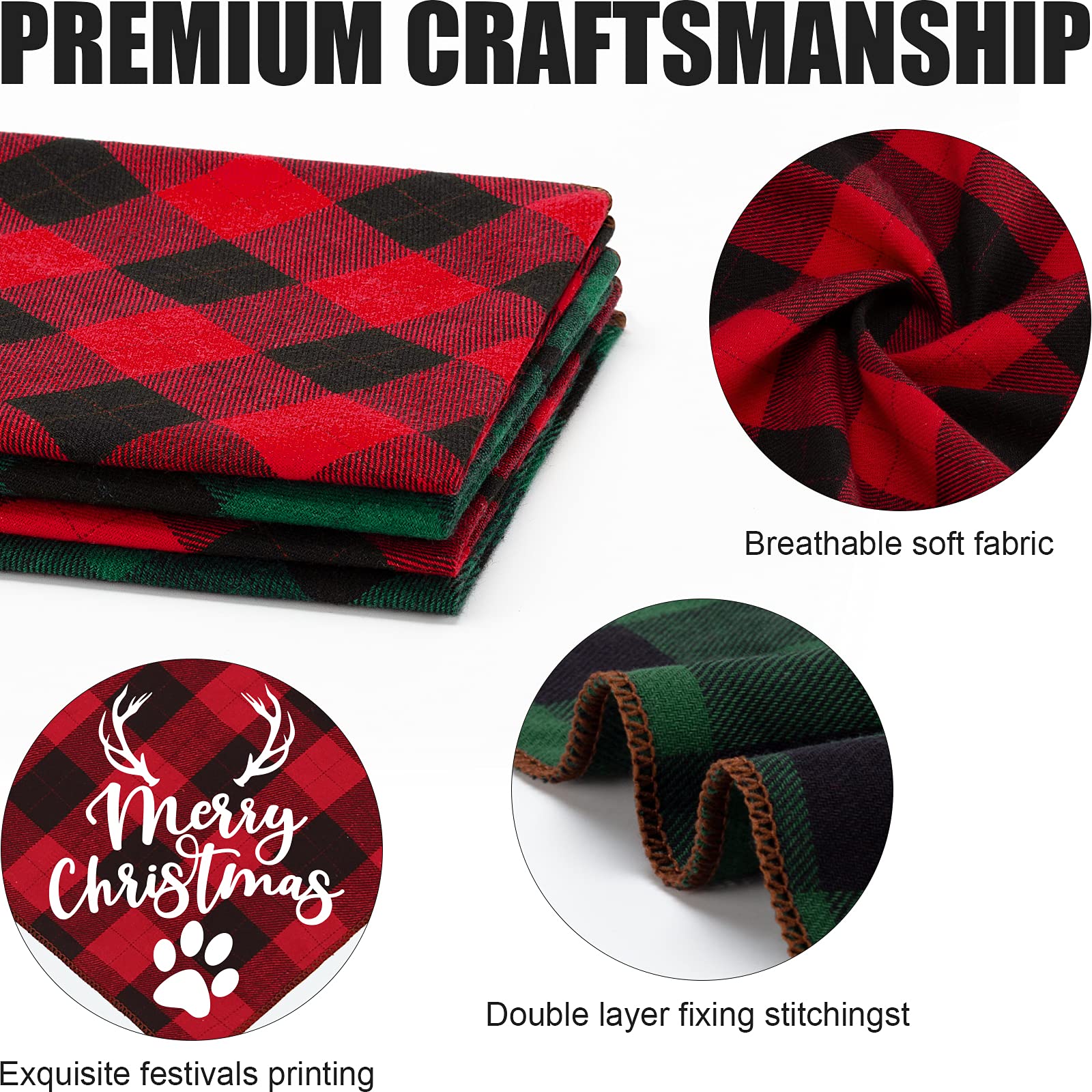 Weihnachts-Halstuch Für Hunde – Merry Christmas Tree & Rentier Design | Aus 100% Baumwolle | Für Mittelgroße Bis Große Hunde | 68,6 Cm X 45,7 Cm