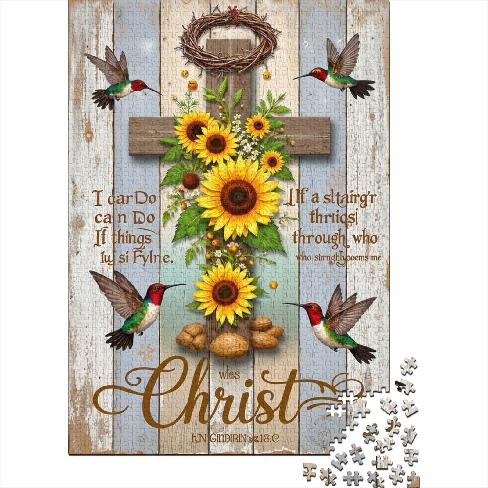 3D Printed Sunflower Cross Fitted Sheet Microfiber Hummingbird Bed Cover Rustic Decor Anti-Slip Machine Washable 90x200x25cm