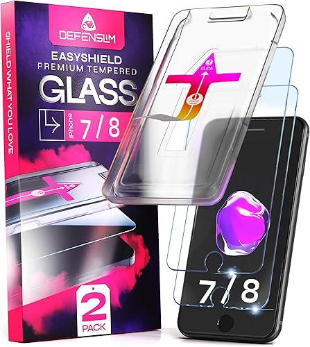 Protector de pantalla para iPhone 87 (paquete de 2) con kit de instalación fácil de alinear automáticamente, vidrio templado para iPhone 8, 7 (4,7
