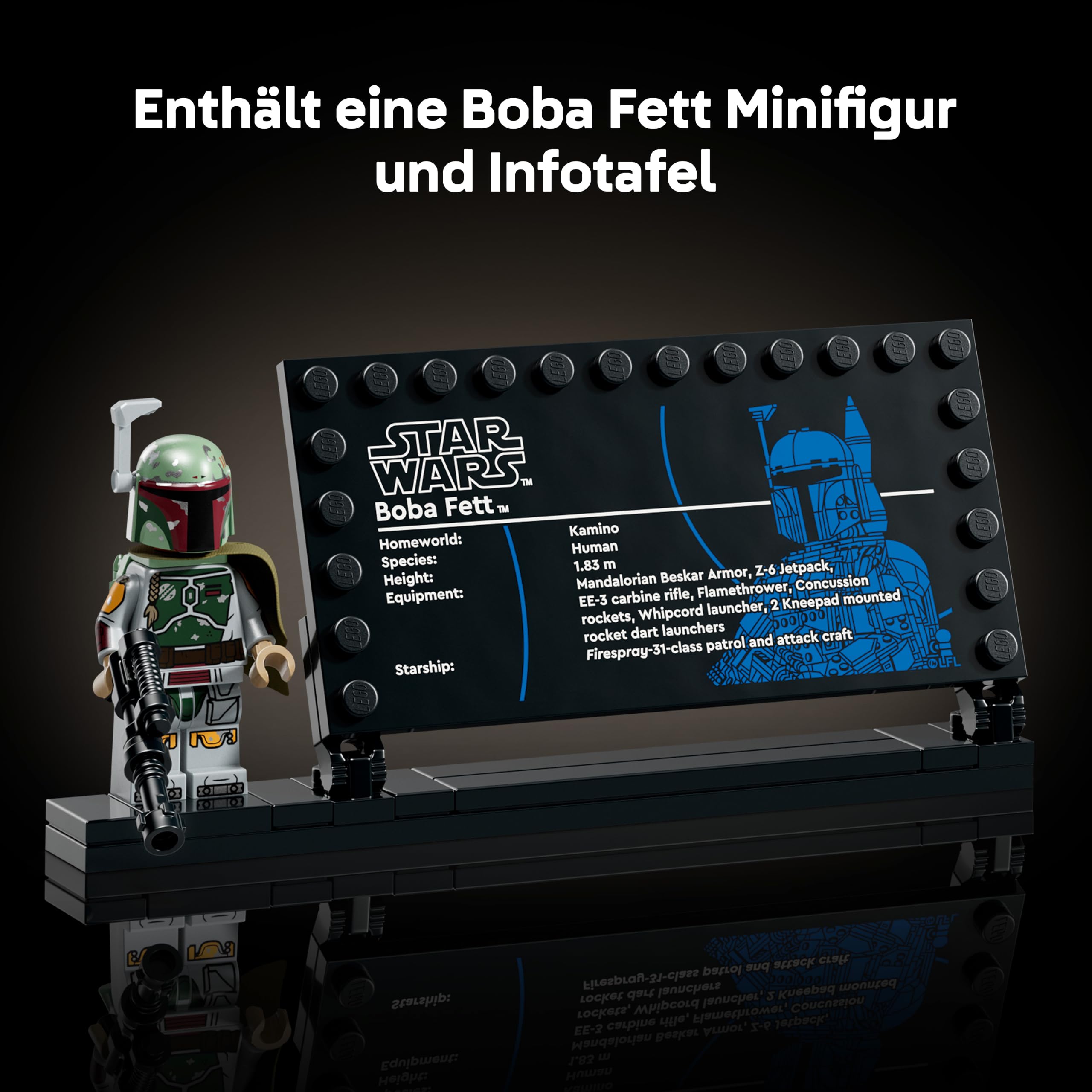 LEGO Star Wars: Die Rückkehr der Jedi-Ritter Boba Fett Figur - mit Helm, Blaster & Kopfgeldjäger Minifigur - Regal oder Schreibtisch Deko - Geschenkidee für die Rückkehr der Jedi Fans - 75455