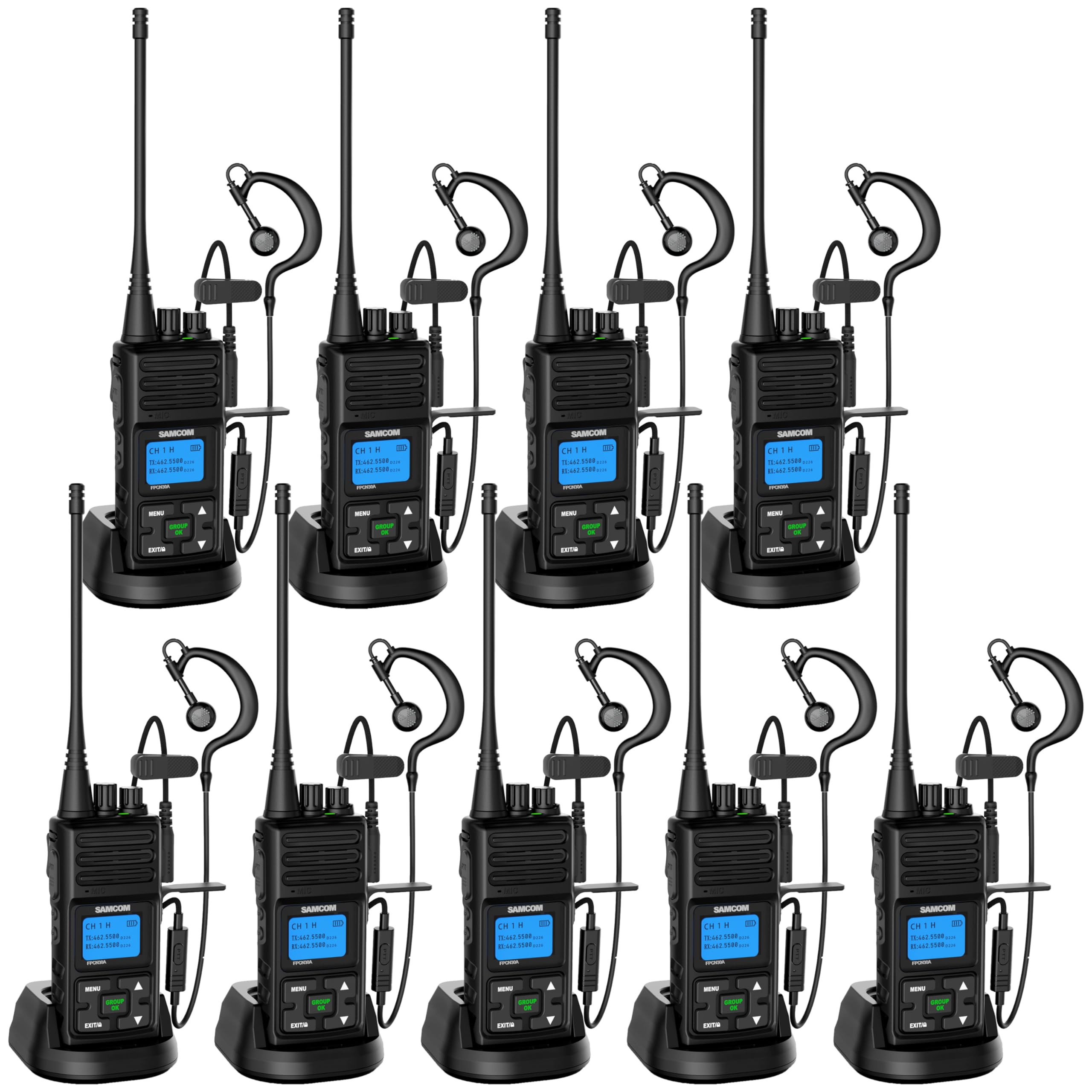 samcom 5w high power two way radio with earpieces